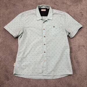 7 Diamonds Aqua Blue Short Sleeve Button Up Casual Shirt Fish AOP Size Large